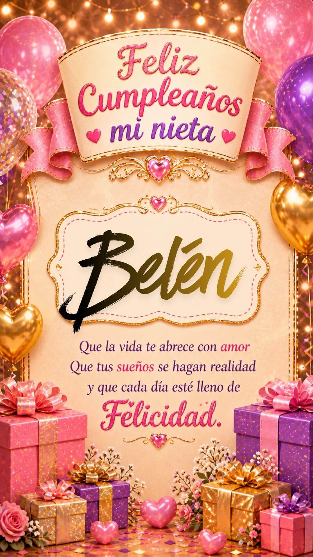 Tarjeta de Feliz cumpleaños para tu nieta Ana gratis para descargar, felicitación de abuelita elegante